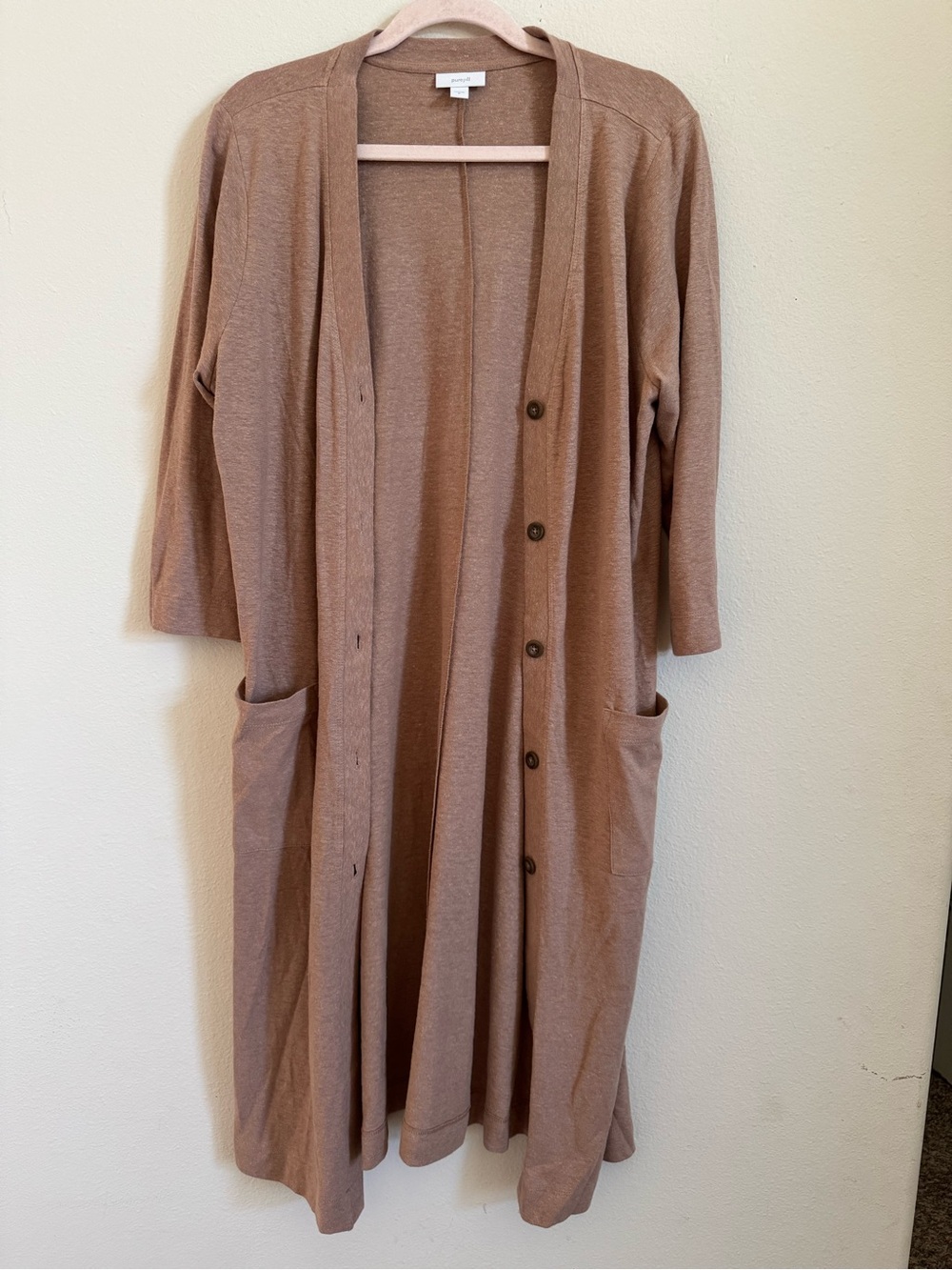 J Jill Pure Jill Hemp Organic Cotton Knit Duster Tan Cardigan size M